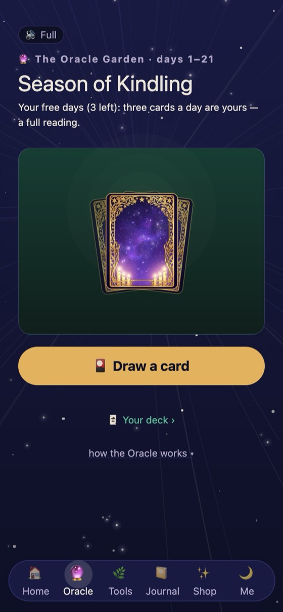 The Oracle Garden in the Season of Kindling: Draw today's card